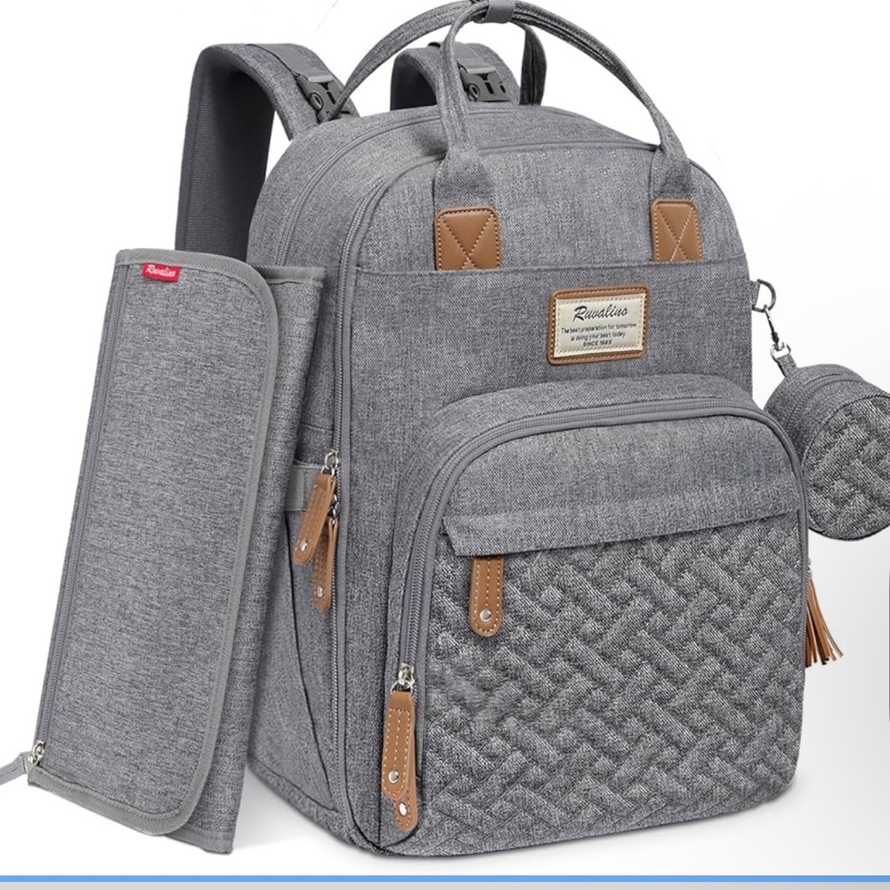 Gray Women's Backpack with Brown Accents
